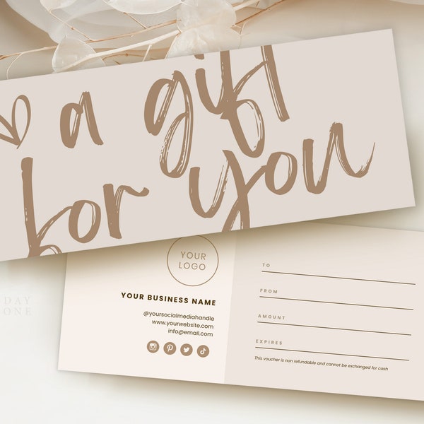 Editable Gift Voucher Template Canva, Printable Gift Certificate, Modern Gift Card Design, DIY Beauty Esthetician Nails Hair Spa Gift Coupon