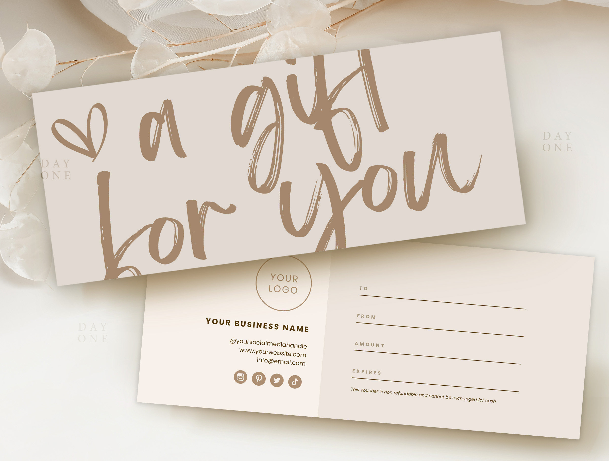 Editable Gift Voucher Template Canva, Printable Gift Certificate, Modern Gift Card Design, DIY Beauty Esthetician Nails Hair Spa Gift Coupon