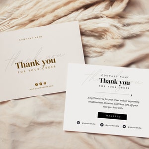 Minimalist Printable Thank You Packaging Insert, Canva Editable Template for Small Business Owner