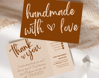 Editable Business Thank You Card Terracotta, Customizable Canva, Small Business Printable Thanks For Your Purchase DIY Package Insert Card