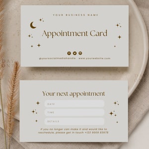 Printable Booking Reminder Template Canva, Editable Appointment Card Design, Boho Nail Business Next Appt Card, Customizable Biz Templates