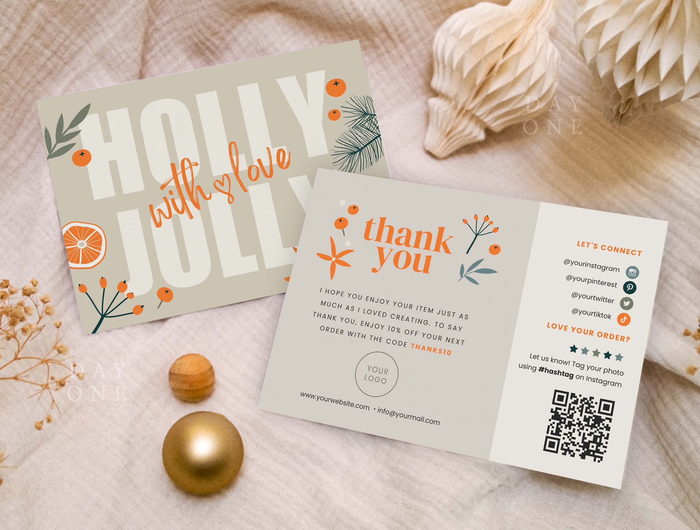 Retro Christmas Business Thank You Canva Template With QR Code, Holiday ...
