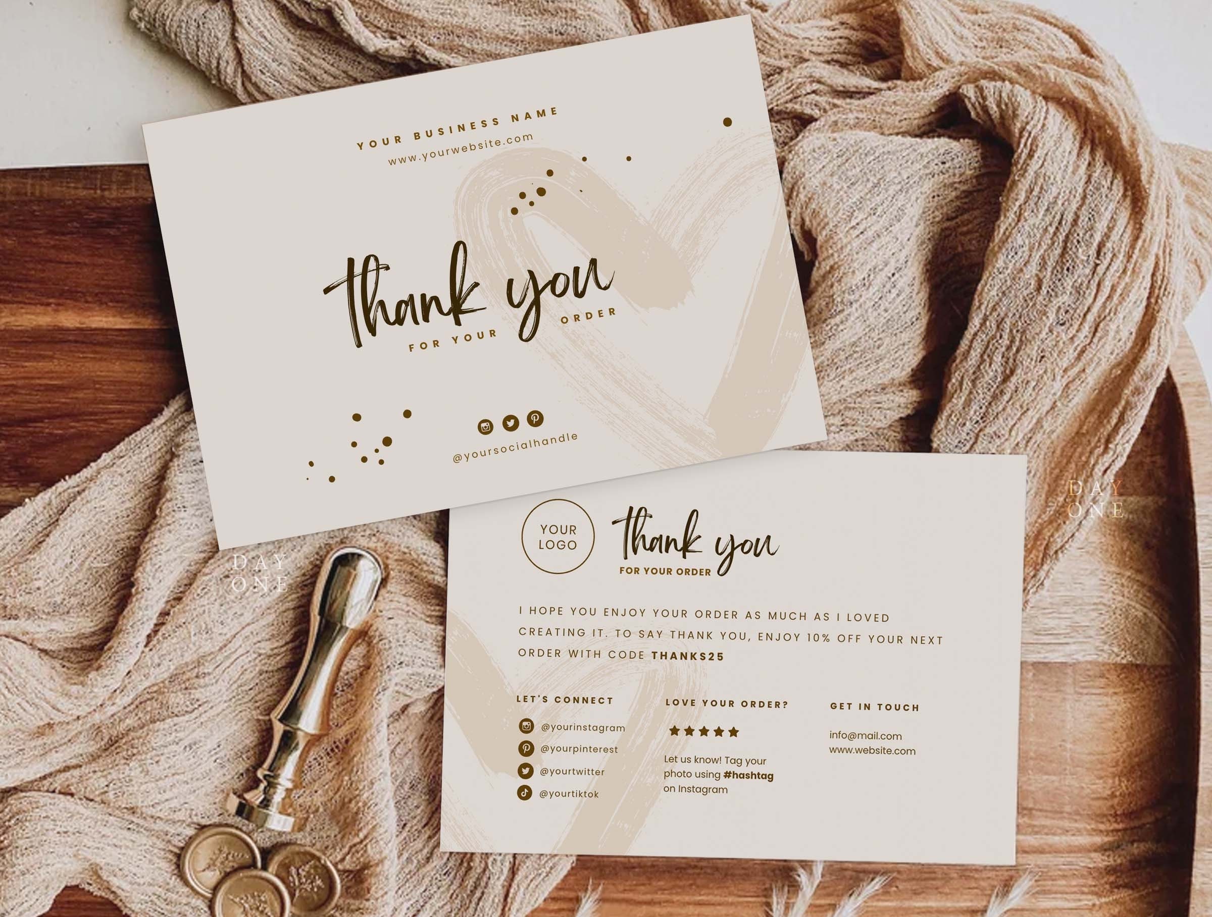 Bearbeitbare Dankeskartenvorlage für kleine Unternehmen, druckbare Boho-Danke für Ihren Kauf Karte, Packungsbeilage für kleine Unternehmen, Canva-Vorlage