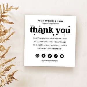 Retro Halloween Business Thank You Template Canva, Square Editable Halloween Business Thank You Insert Printable Halloween Card Crystal Ball image 2