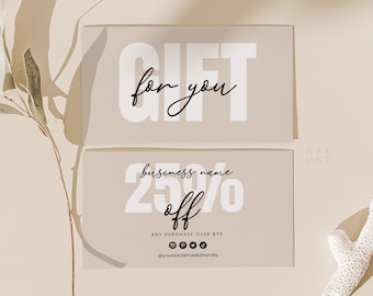 Printable Coupon Card Template, Boho Business Coupon Canva Template, DIY Business Marketing Card, Esthetician Discount Promotional Card