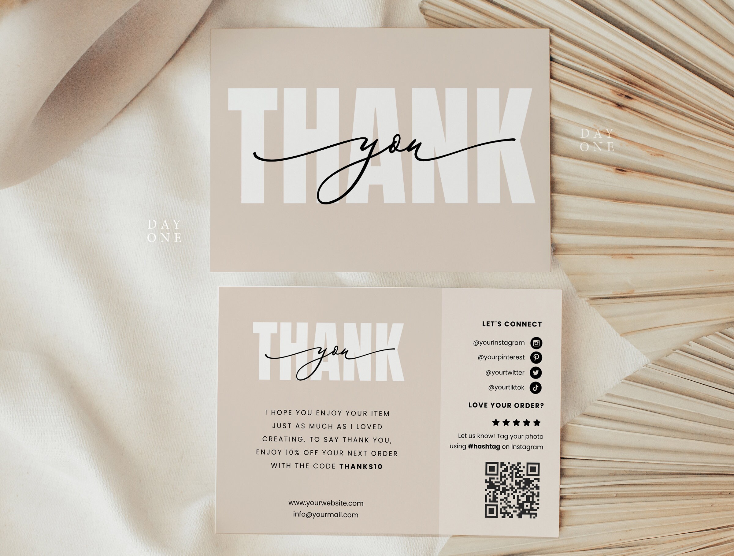 Business Thank You Card Editable Canva Template, Modern Printable ...