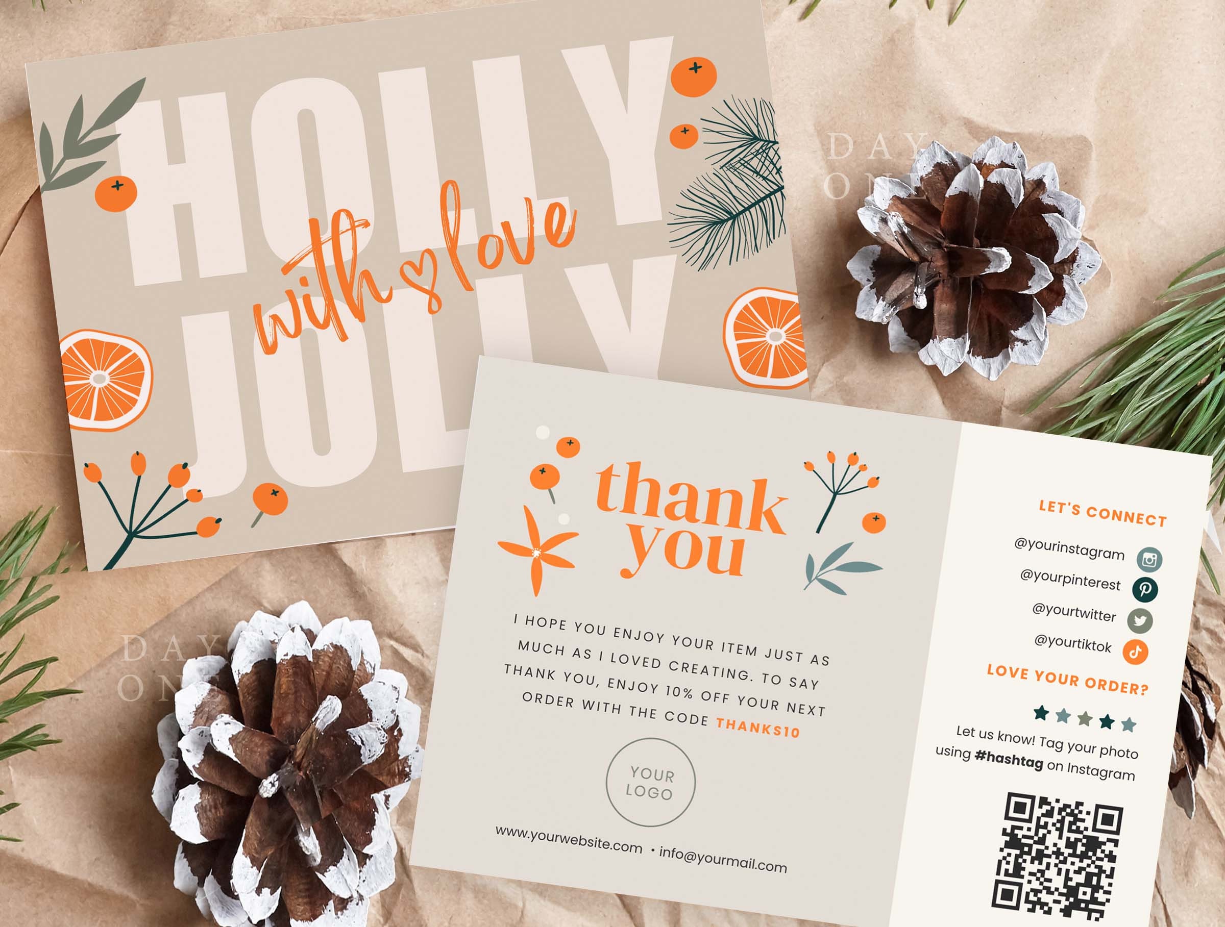 Retro Christmas Business Thank You Canva Template With QR Code, Holiday ...