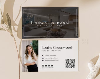 Real Estate Business Card Canva Template, Two-Sided Real Estate Business Card, Entrepreneur Interior Designer Photographer Calling Card DIY