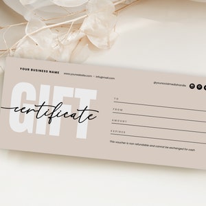 Printable Gift Certificate Template Canva, Editable Gift Voucher, Beauty Spa Nails Hair Gift Coupon, Boho Chic Gift Card Design,