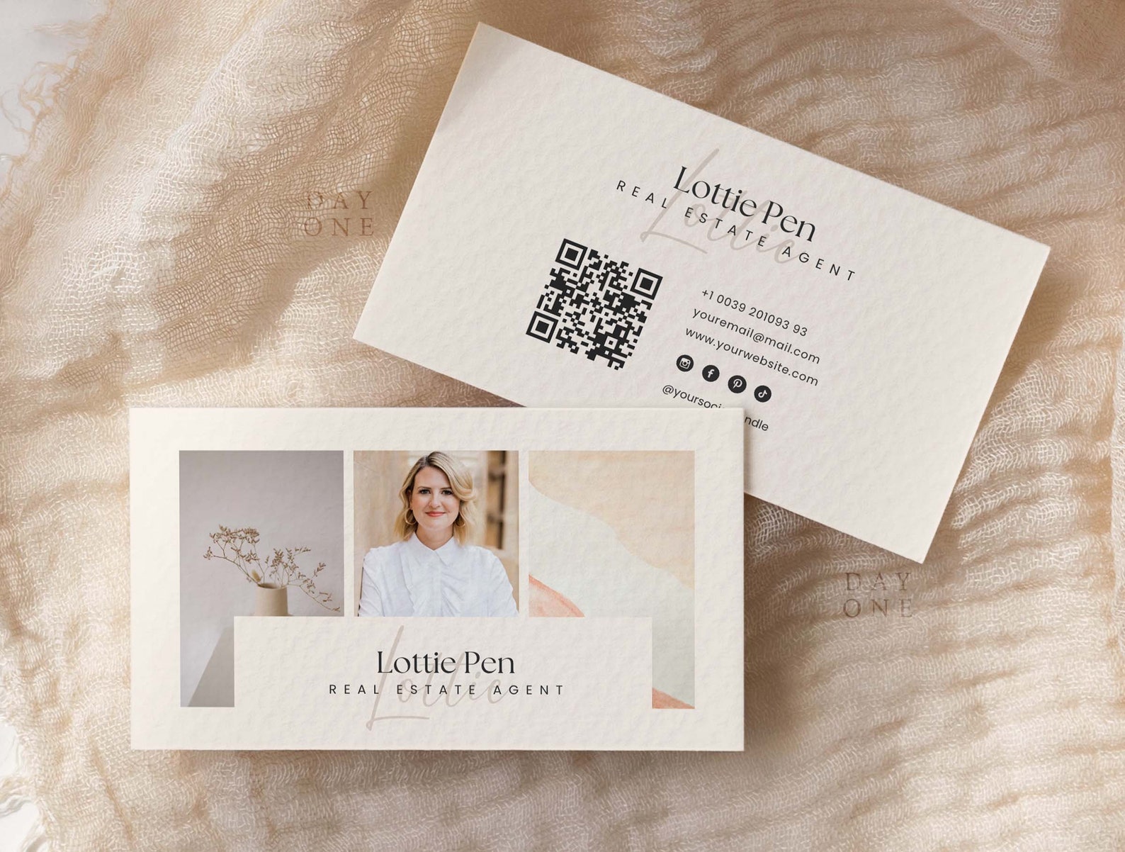 Editable Boho Business Card QR Code Realtor Business Card - Etsy