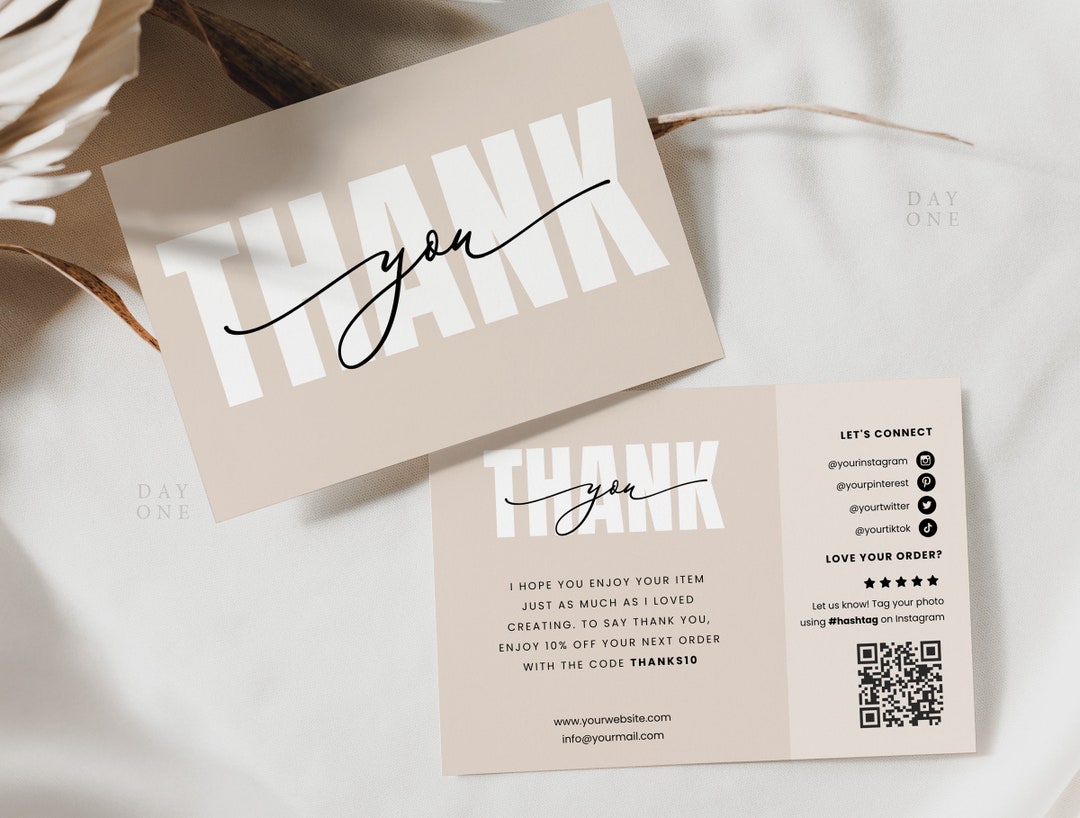 Business Thank You Card Editable Canva Template, Modern Printable ...