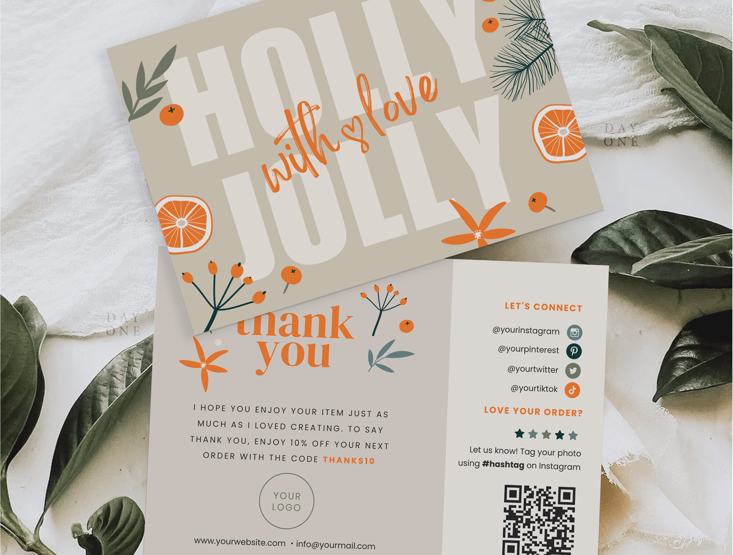 Retro Christmas Business Thank You Canva Template With QR Code, Holiday ...
