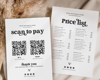 Price List Template, Editable Price List Template Canva, Beauty Salon, Nail Makeup Hair Stylist, Bundle price list, Printable Pricing Guide