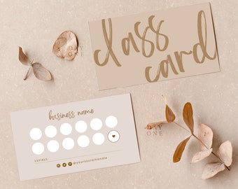 Business Loyalty Class Pass Card Editable, Boho Reward Card Design, Canva Loyalty Punch Card Template,  DIY Beauty Salon Client Card