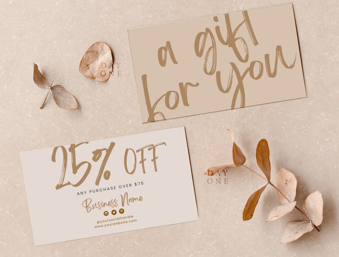 Boho Coupon Card Template, Printable Business Coupon Canva Template