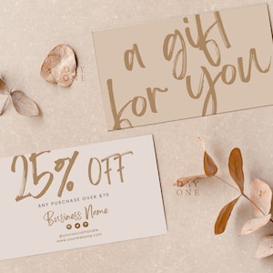 Boho Coupon Karte Vorlage, druckbare Business Coupon Canva Vorlage, Business Marketing Karte Werbekarte, Kosmetiker Rabatt Karte