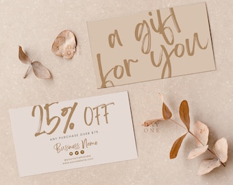 Boho Coupon Card Template, Printable Business Coupon Canva Template, Business Marketing Card Promotional Card, Esthetician Discount Card