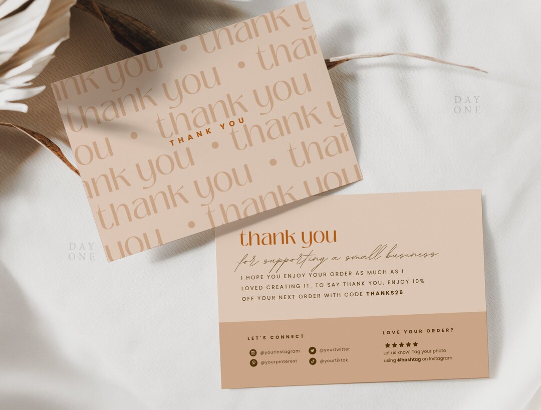 Modern Business Thank You Card, Elegant Packaging Insert Editable ...
