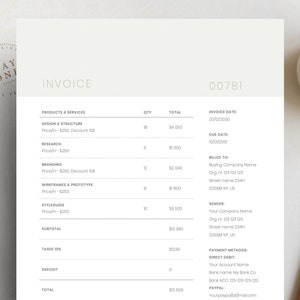 Simple & Clean Invoice Template for Word and Pages | Fully Editable