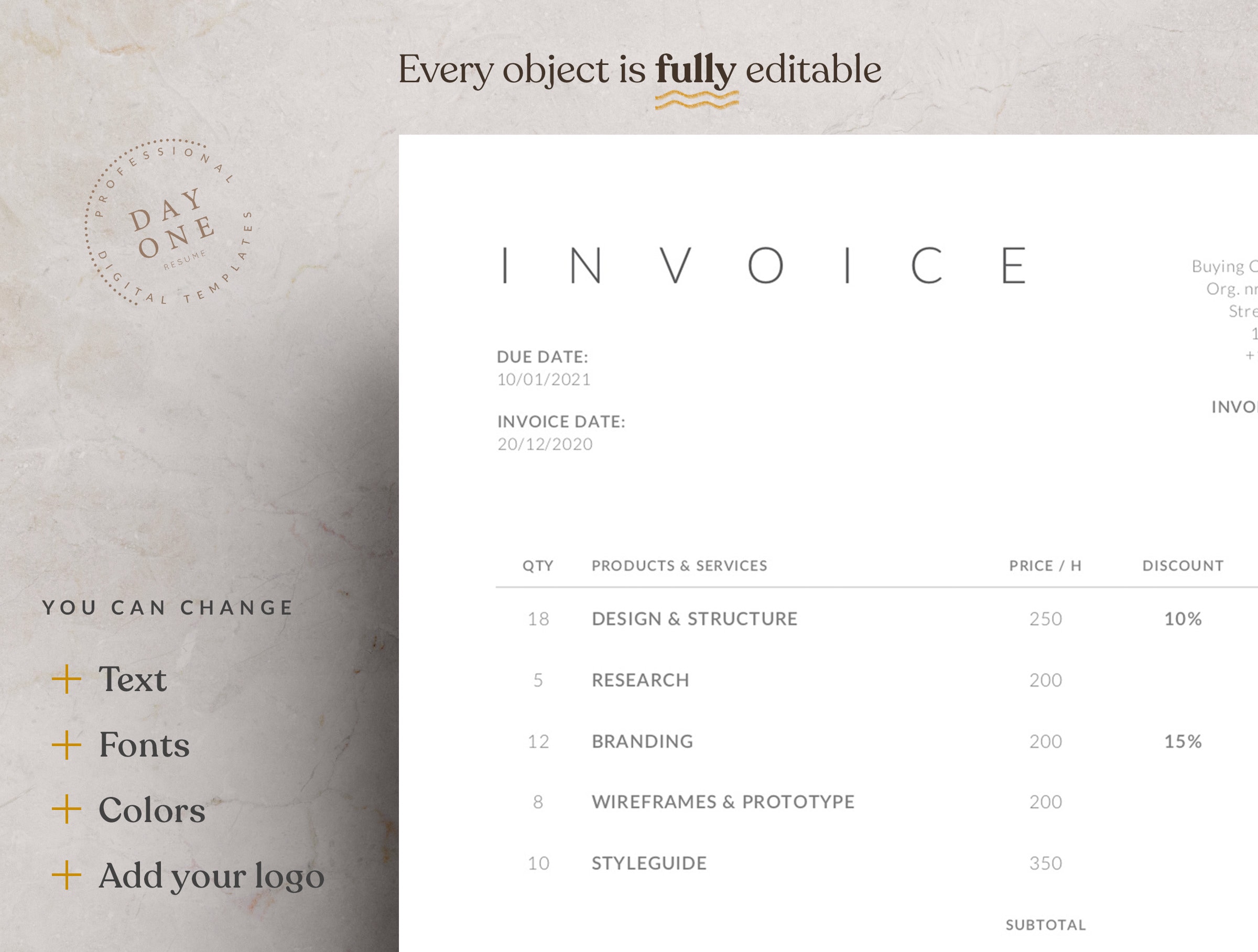 Freelance Invoice Template Design for Word - Etsy