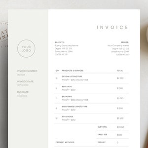 Minimalist Invoice Template Design for Word