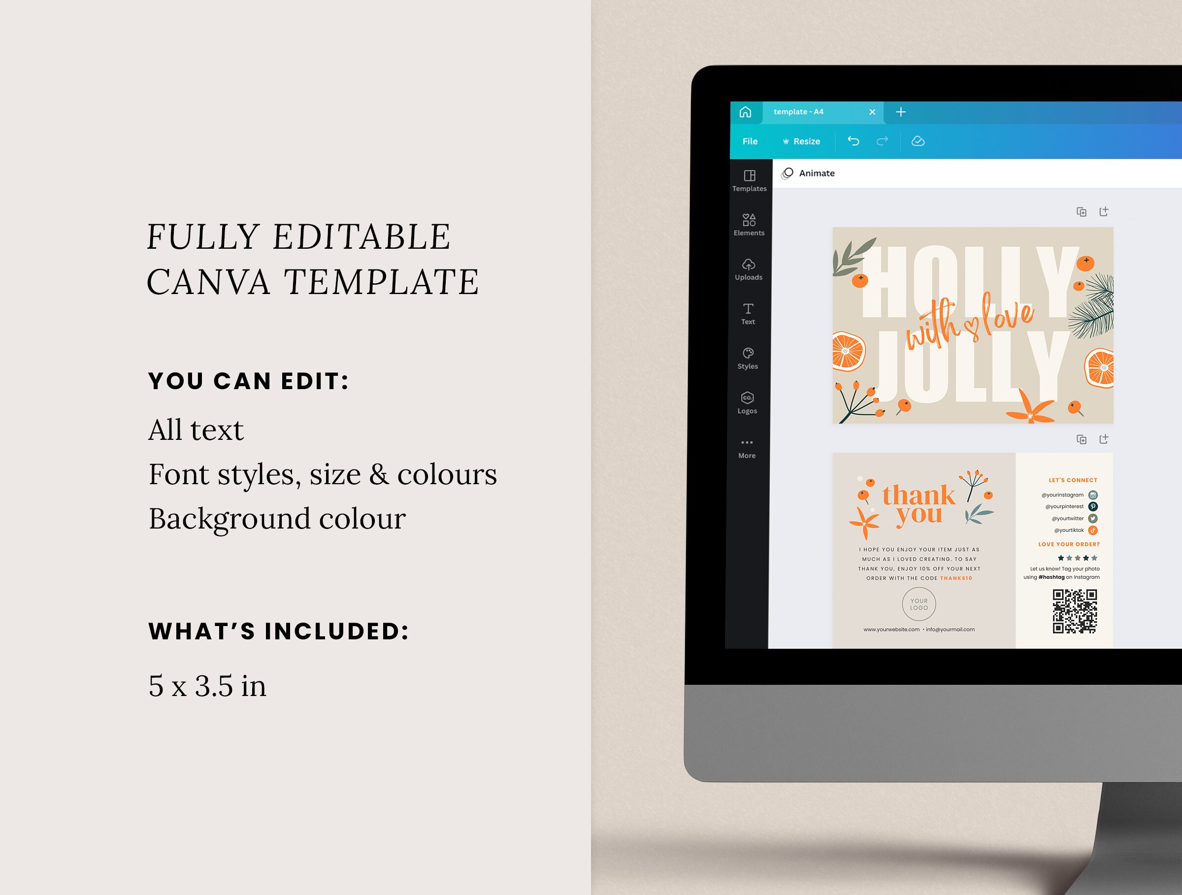 Retro Christmas Business Thank You Canva Template With QR Code, Holiday ...
