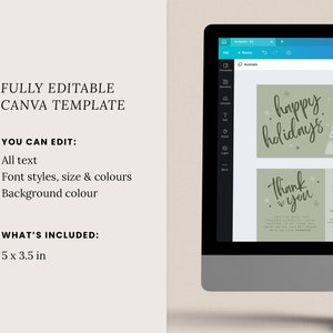 Boho Christmas Business Thank You Canva Template Sage Green Retro ...