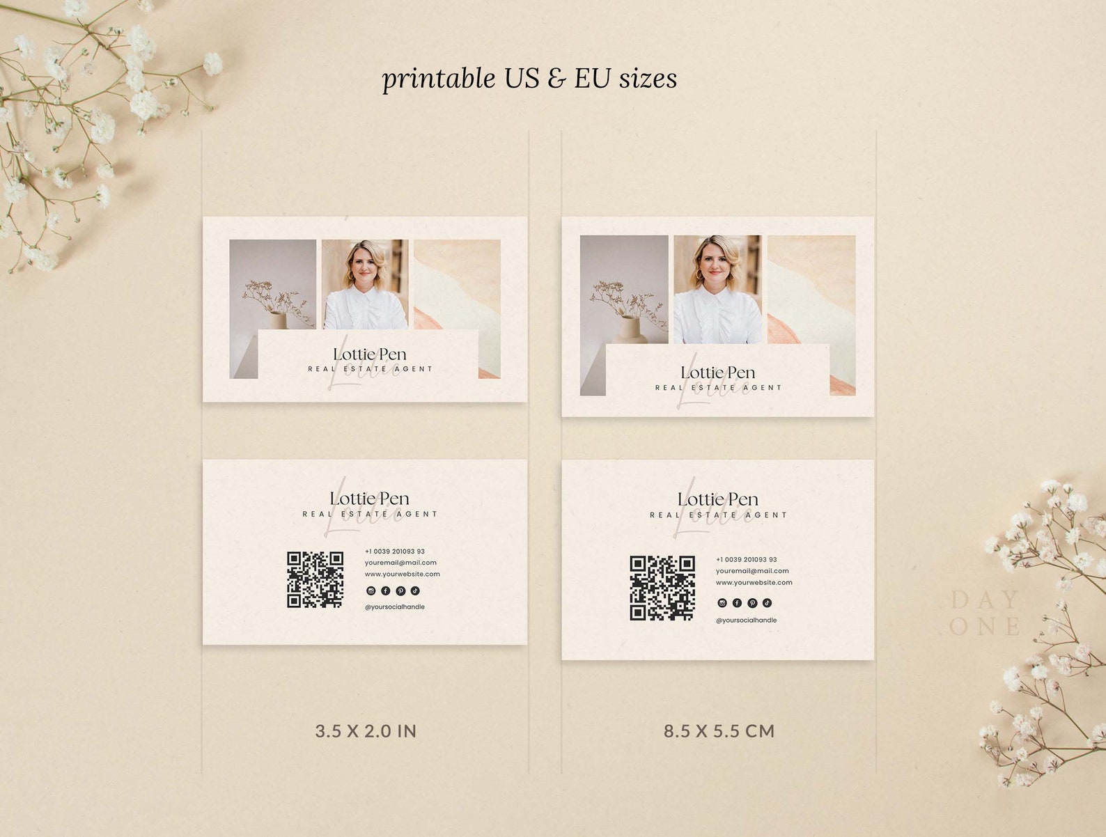 Editable Boho Business Card QR Code Realtor Business Card - Etsy