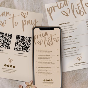 Price List Template, Editable Price List Template Canva, Bundle price list, Beauty Salon Nail Makeup Hair Stylist, Printable Pricing Guide