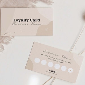 Printable Customer Loyalty Card Design, Canva Template, Boho Reward ...
