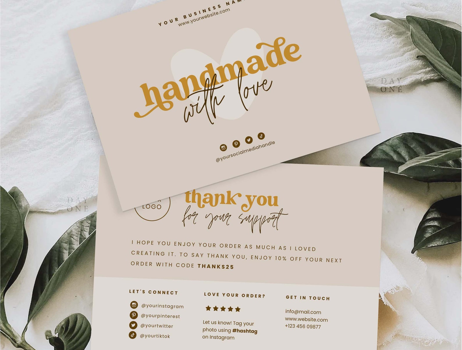 Printable Small Business Thank You Card Template, Editable Boho Thanks ...