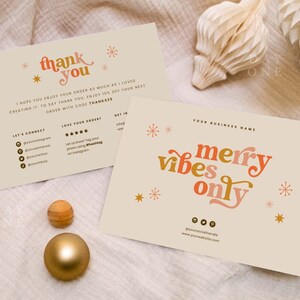 Boho Christmas Business Thank You Card Template, Boho Holiday Printable Thank You For Your Purchase, Xmas DIY Thank You Template Canva