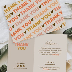 Bearbeitbare Danksagungskarte für Ihren Einkauf, kleine Business-Dankeskarte zum Ausdrucken, anpassbare Canva-DIY-Karte, moderne Business-Paketeinlagekarte