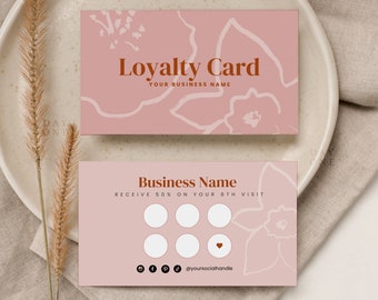 Editable Business Loyalty Card Canva Pro, Printable Discount Card Template, Boho Reward Card Design, DIY Salon Nails Beauty Hair Client Card