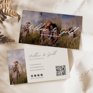 Fotograf Visitenkarte Vorlage, Boho Fotografie Visitenkarte Design, Canva Vorlage, Horizontale Visitenkarte, Marketing Broschüre