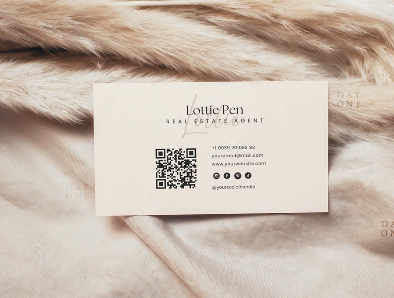 Editable Boho Business Card QR Code Realtor Business Card - Etsy