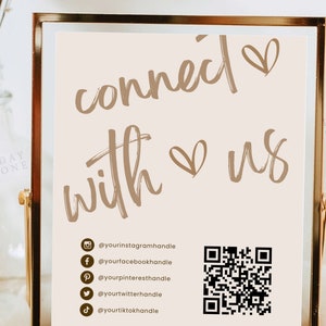 Retro Social Media Sign Canva Template QR Code, Follow Us On Social Media, Small Business Sign Template, Social Media Business Sign