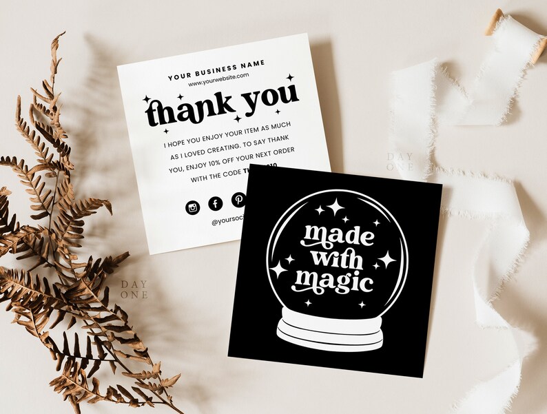 Retro Halloween Business Thank You Template Canva, Square Editable Halloween Business Thank You Insert Printable Halloween Card Crystal Ball image 8