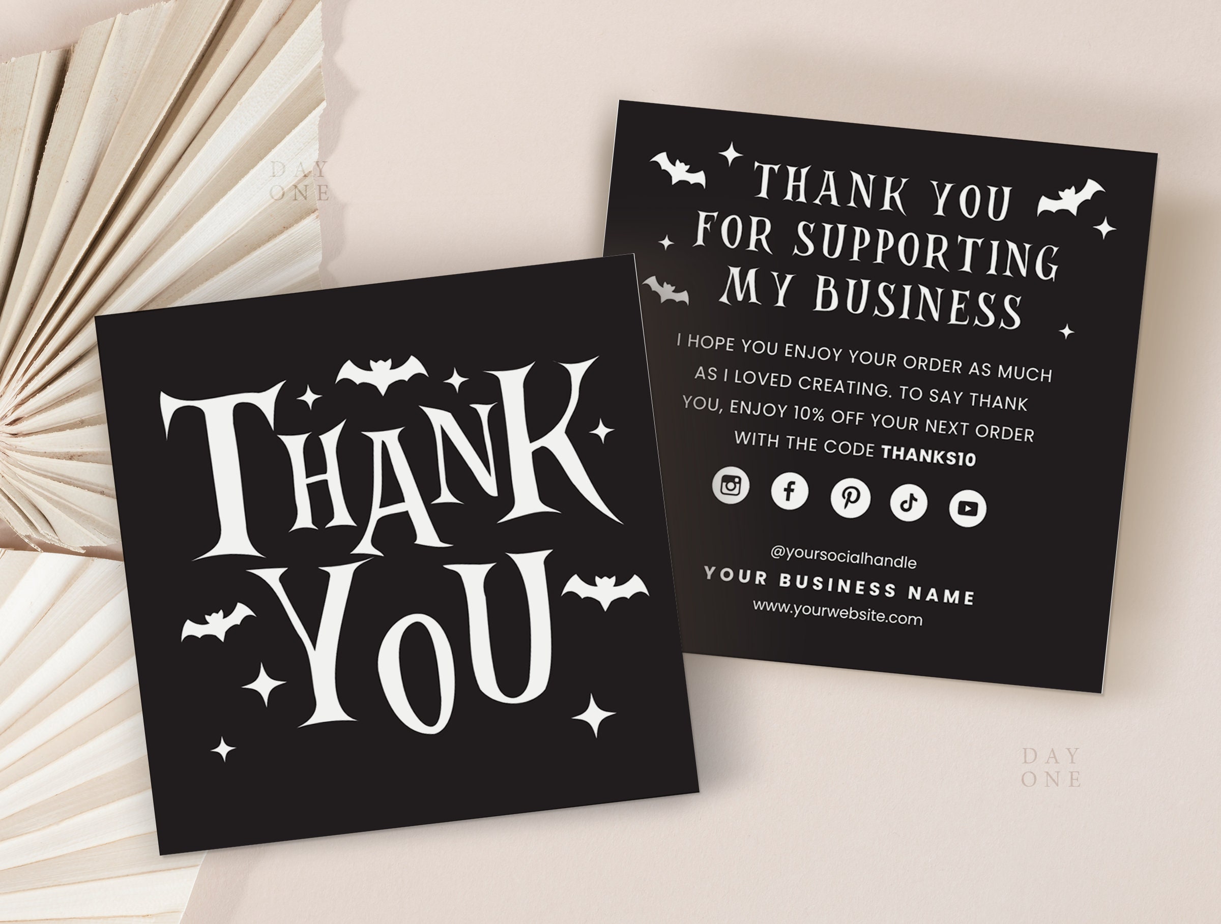 Retro Halloween Business Thank You Canva Template, Mini Editable ...