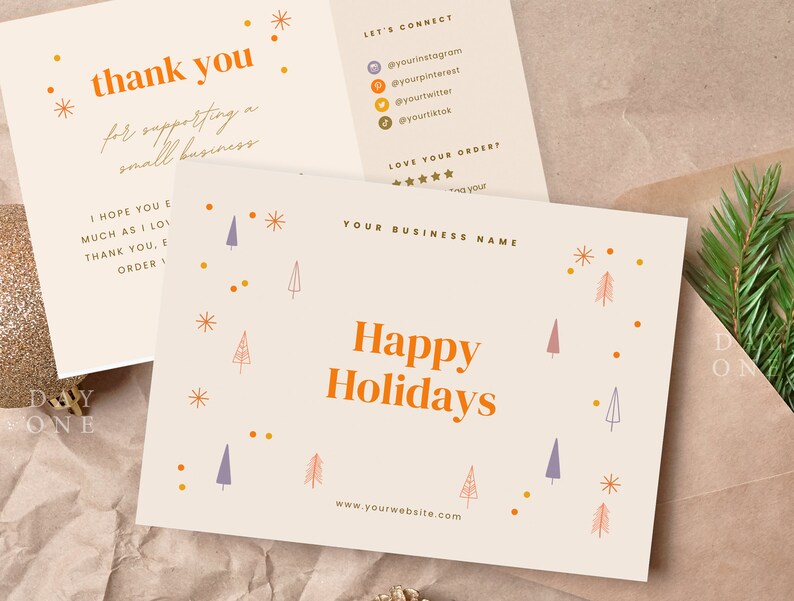 Editable Holiday Thank You Card Template Printable Canva Etsy