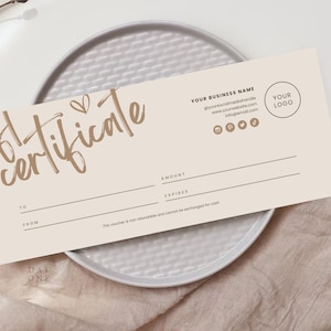 Editable Gift Certificate Template Canva, DIY Printable Gift Voucher, Boho Chic Gift Card Design, Beauty Spa Nails Hair Gift Certificate