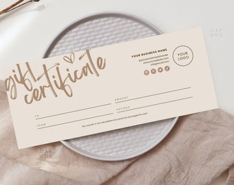 Editable Gift Certificate Template Canva, DIY Printable Gift Voucher, Boho Chic Gift Card Design, Beauty Spa Nails Hair Gift Certificate