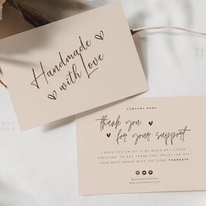 Tarjeta de agradecimiento empresarial editable, tarjeta de agradecimiento imprimible para pequeñas empresas por su tarjeta de compra, tarjeta de inserción de paquete moderno, Canva personalizable