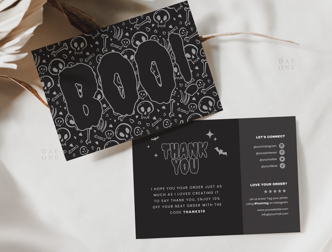 Gothic Halloween Business Thank You Canva Template, Editable Halloween ...