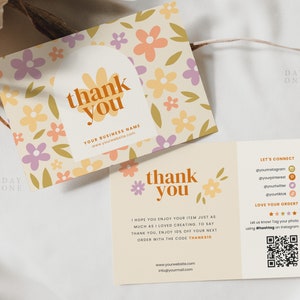 Carte de remerciement modifiable pour votre entreprise Carte de remerciement pour votre achat, modèle de carte de remerciement pour petite entreprise, notice de remerciement imprimable