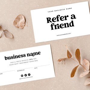 Retro-Kundentreue-Belohnungskarte, druckbare Empfehlungskartenvorlage, bearbeitbares Business Branding Canva-Vorlage, Boho-Empfehlungskarte