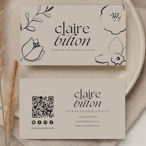 Business Card Template QR Code, Instant Download, Printable Business Card Template, DIY Calling Card, Editable Modern Business Card Canva