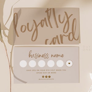 Kleine bedrijven klantenkaart bewerkbaar, Canva loyaliteitsponskaartsjabloon, Boho beloningskaart ontwerp, DIY schoonheidssalon klantkaart aanpasbaar