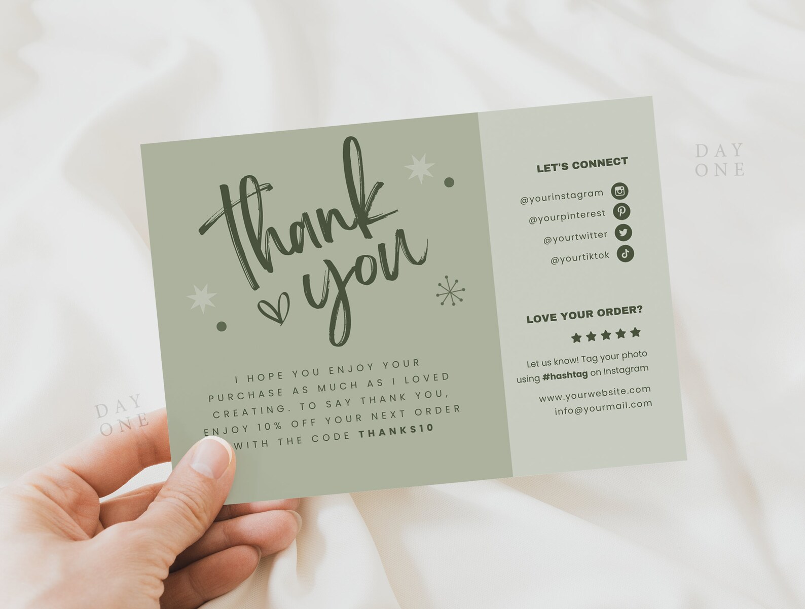Boho Christmas Business Thank You Canva Template Sage Green Retro ...