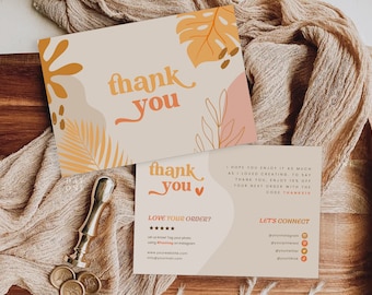 Printable Business Thank You Card, Small Business Package Insert Card, Boho Printable Thanks For Your Purchase Card, Customer Thank You DIY